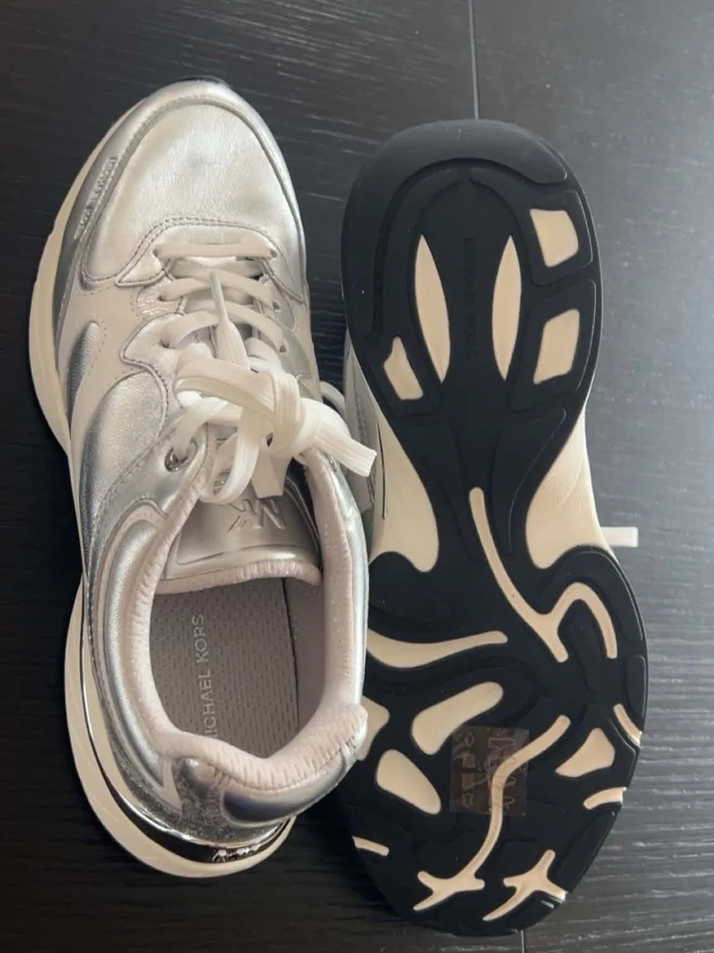 Michael Kors Silver Metallic Lace-Up Sneakers